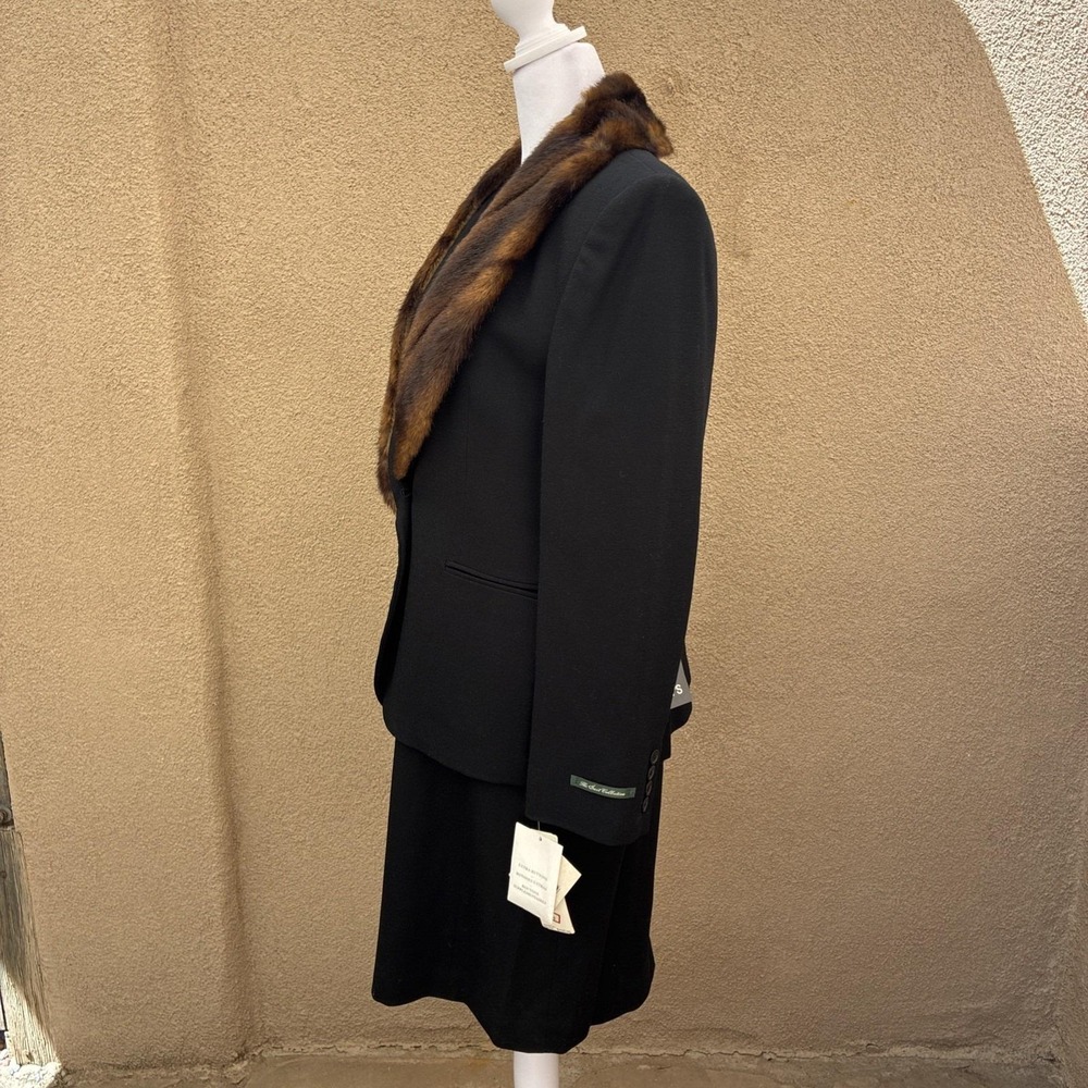 Vintage 1990s Lauren Ralph Lauren Wool Dress Suit Set Size 10 NWT Faux Fur - Picture 4 of 15